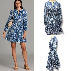 429 Taroo | EUC Blue & White 100% Cotton Button‑Front Mini Shirt Dress (Size M)